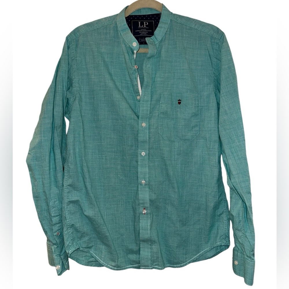 Men’s Louis Philippe Slim Fit Blue Button Down Dress Shirt 40